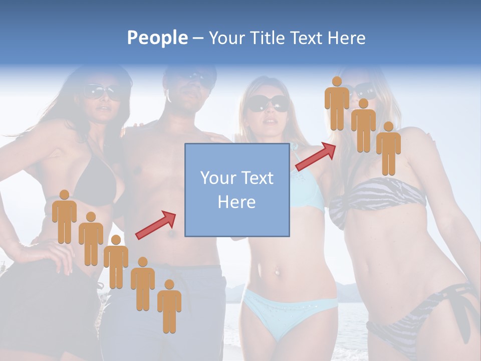 A Group Of People Standing Next To Each Other In Bikinis PowerPoint Template