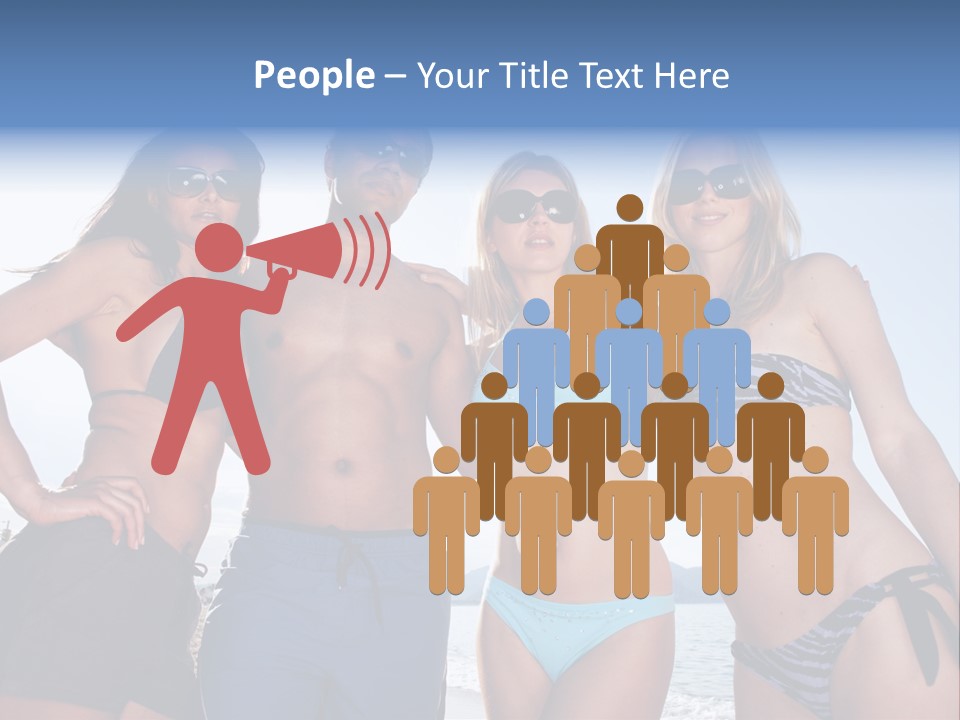 A Group Of People Standing Next To Each Other In Bikinis PowerPoint Template