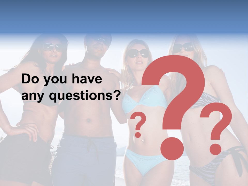 A Group Of People Standing Next To Each Other In Bikinis PowerPoint Template