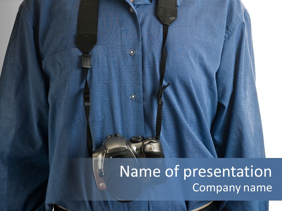 Blue Male Tourist PowerPoint Template