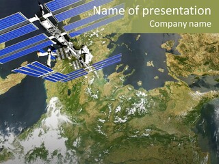 Stars Satellite Illustration PowerPoint Template