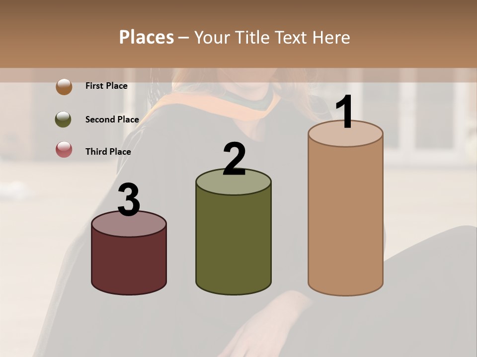 A Woman In A Graduation Cap And Gown Sitting On A Ledge PowerPoint Template