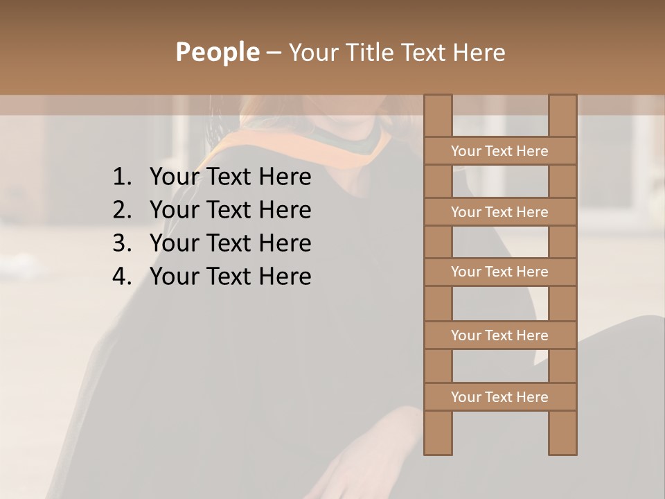 A Woman In A Graduation Cap And Gown Sitting On A Ledge PowerPoint Template