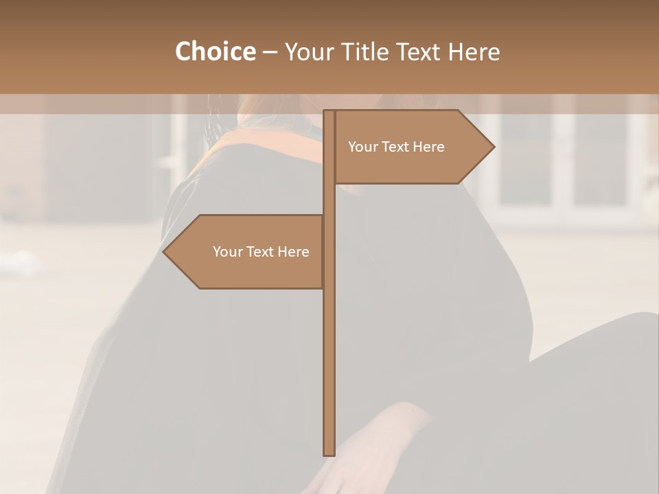 A Woman In A Graduation Cap And Gown Sitting On A Ledge PowerPoint Template