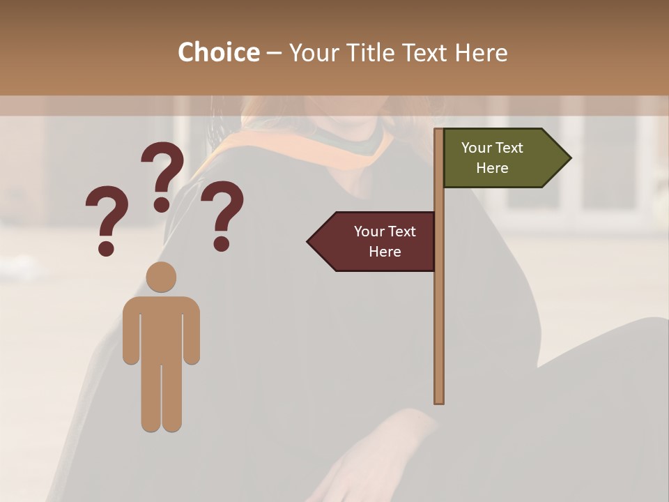 A Woman In A Graduation Cap And Gown Sitting On A Ledge PowerPoint Template