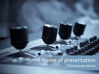 A Sound Board With Three Black Knobs On It PowerPoint Template