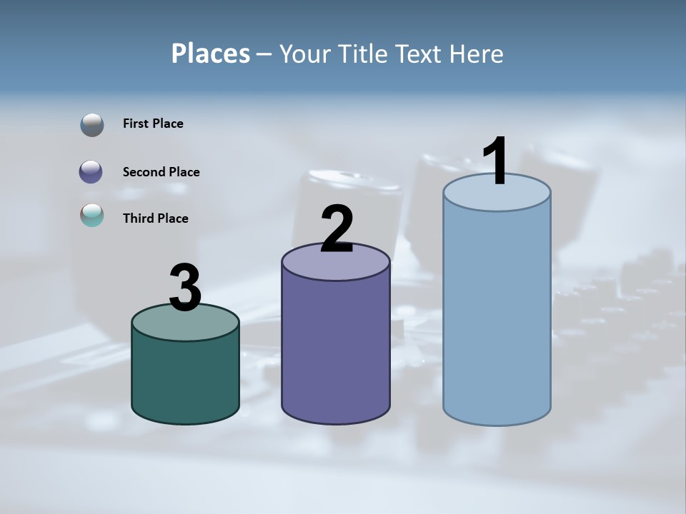 A Sound Board With Three Black Knobs On It PowerPoint Template