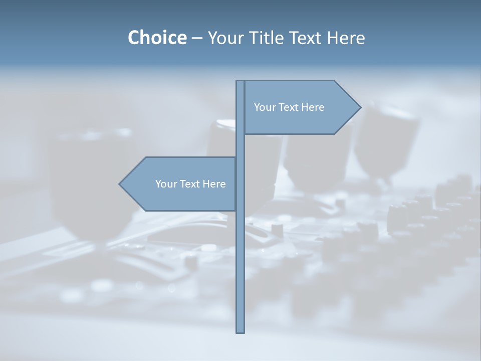 A Sound Board With Three Black Knobs On It PowerPoint Template