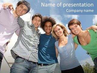 A Group Of People Standing Next To Each Other PowerPoint Template