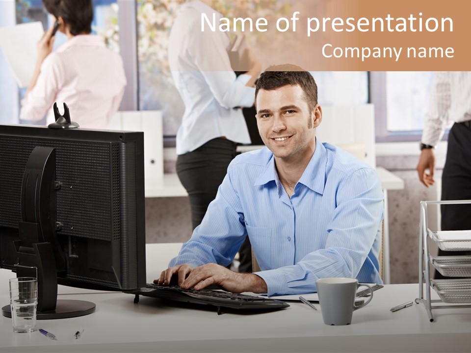 Teamworking Table Portrait PowerPoint Template