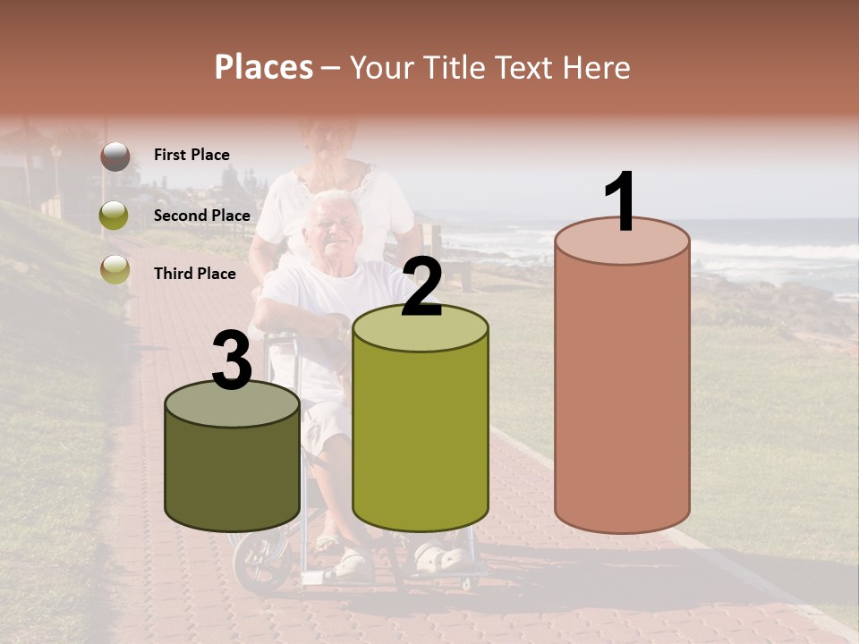 A Man In A Wheel Chair Being Pushed By A Woman PowerPoint Template