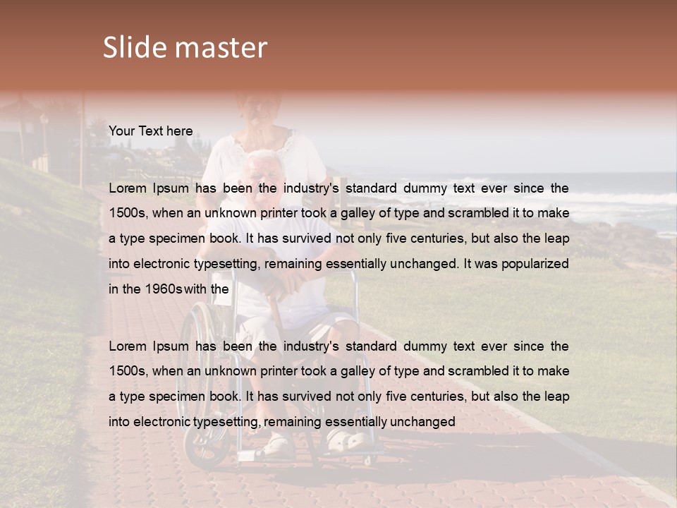 A Man In A Wheel Chair Being Pushed By A Woman PowerPoint Template