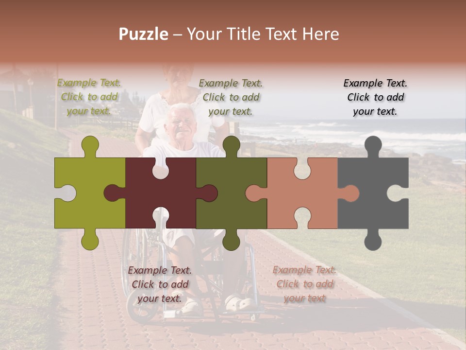 A Man In A Wheel Chair Being Pushed By A Woman PowerPoint Template