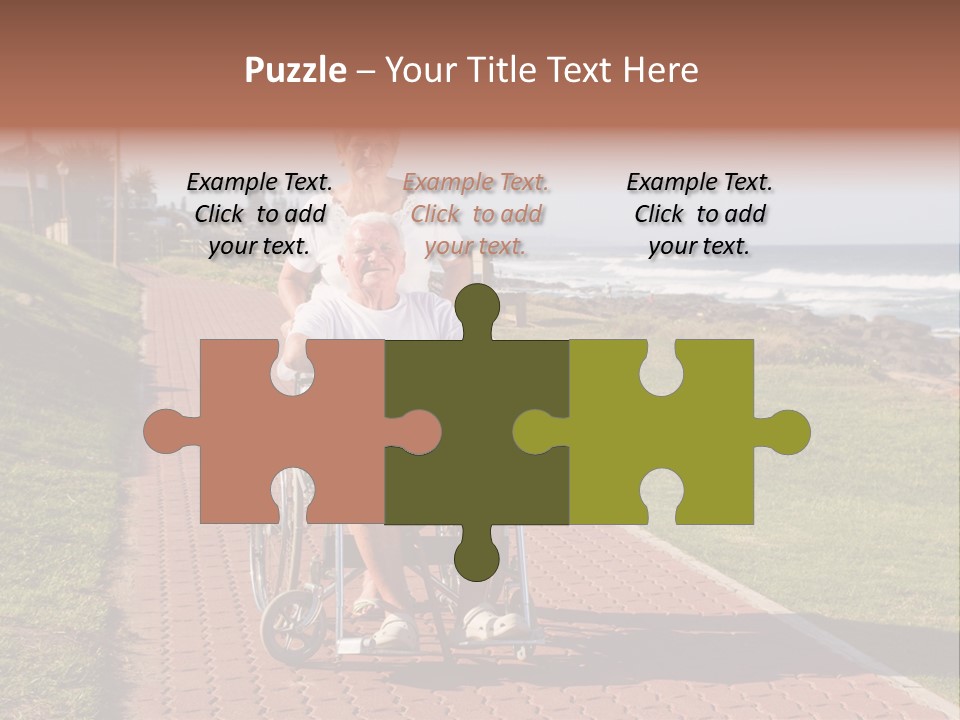 A Man In A Wheel Chair Being Pushed By A Woman PowerPoint Template