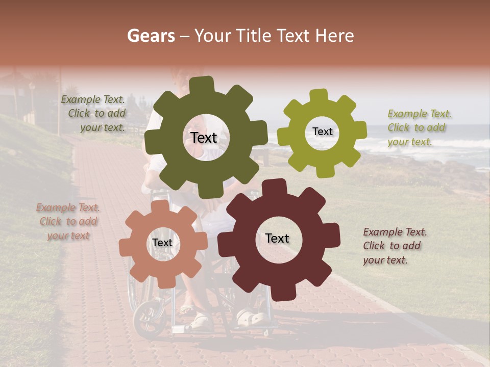 A Man In A Wheel Chair Being Pushed By A Woman PowerPoint Template