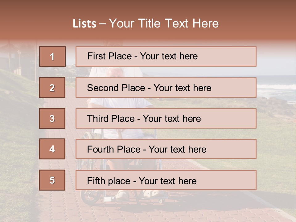 A Man In A Wheel Chair Being Pushed By A Woman PowerPoint Template