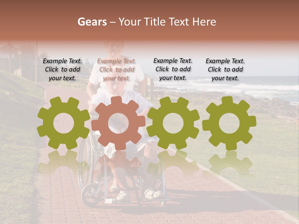 A Man In A Wheel Chair Being Pushed By A Woman PowerPoint Template