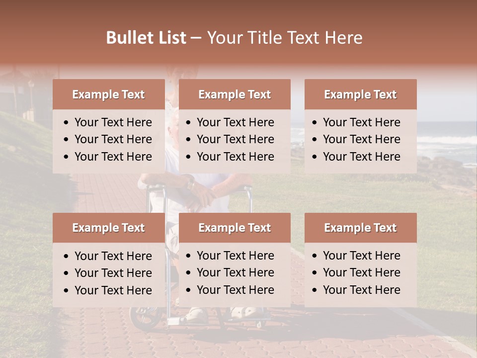 A Man In A Wheel Chair Being Pushed By A Woman PowerPoint Template