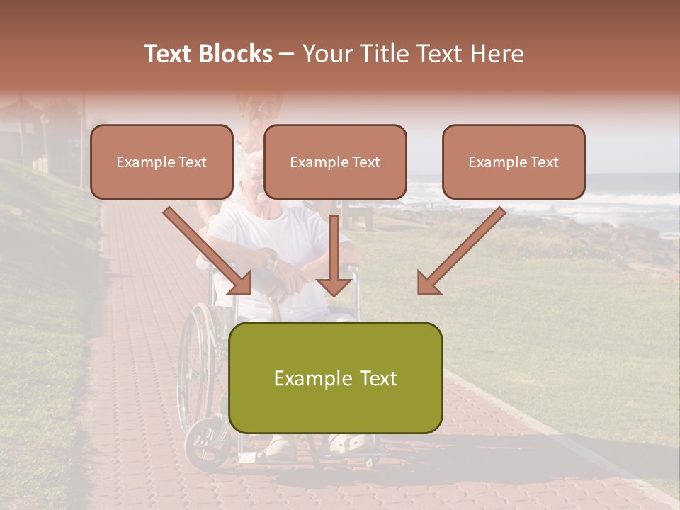 A Man In A Wheel Chair Being Pushed By A Woman PowerPoint Template