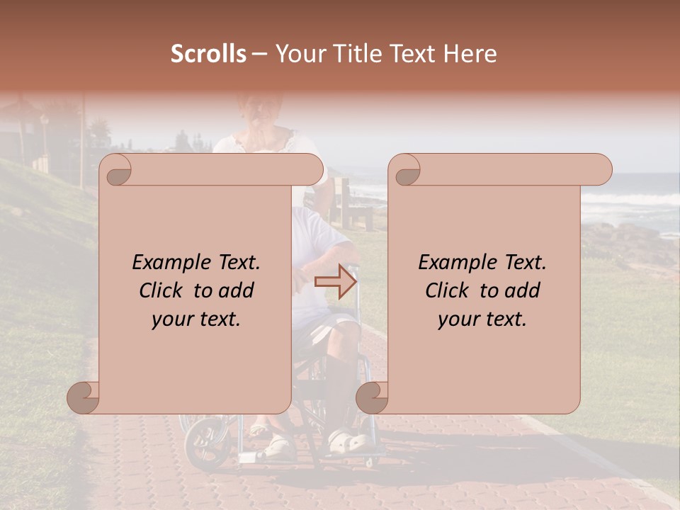 A Man In A Wheel Chair Being Pushed By A Woman PowerPoint Template