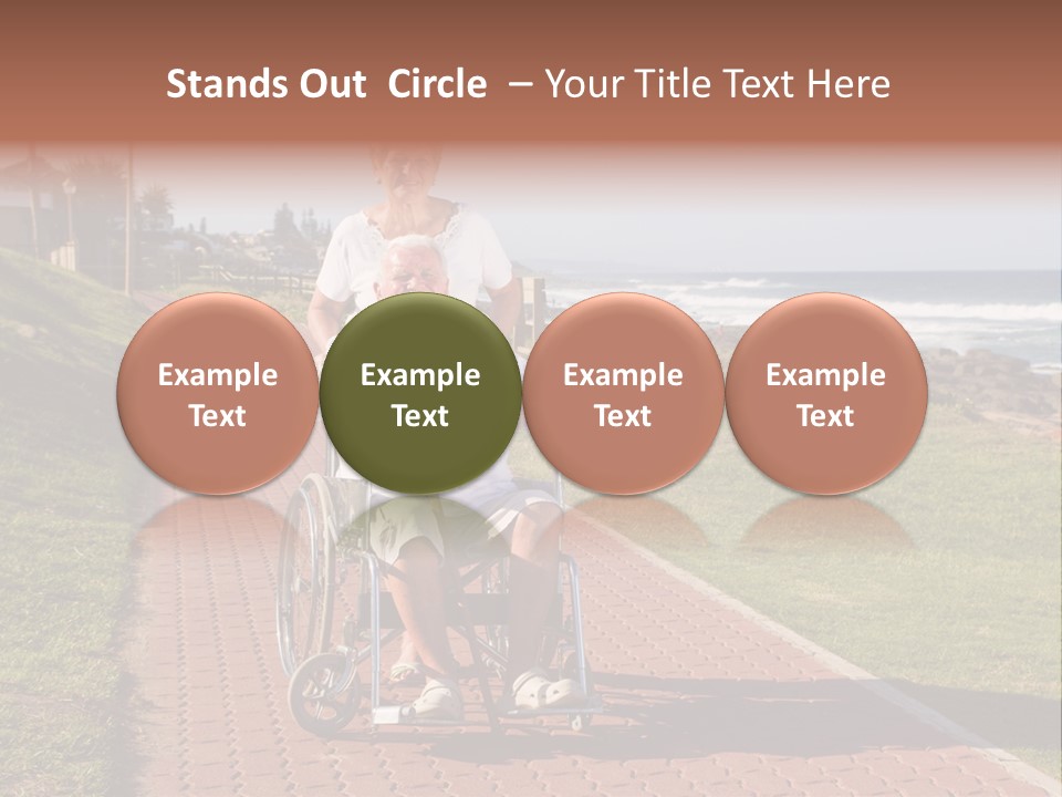 A Man In A Wheel Chair Being Pushed By A Woman PowerPoint Template