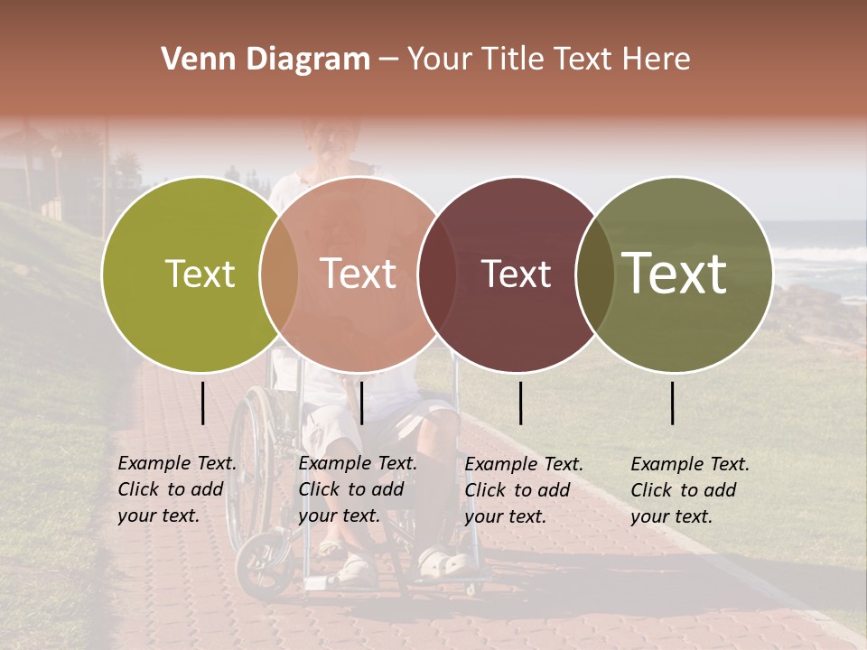 A Man In A Wheel Chair Being Pushed By A Woman PowerPoint Template