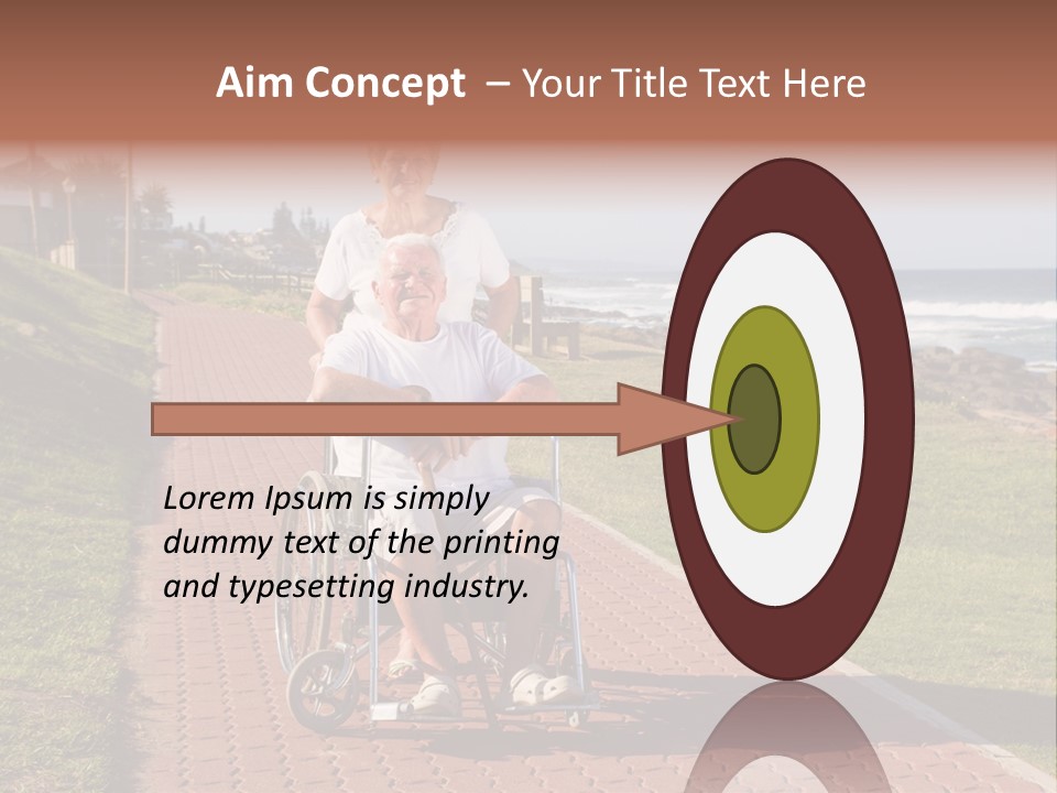 A Man In A Wheel Chair Being Pushed By A Woman PowerPoint Template
