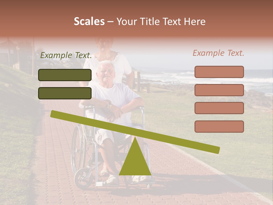 A Man In A Wheel Chair Being Pushed By A Woman PowerPoint Template