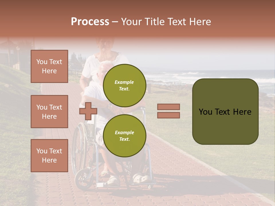 A Man In A Wheel Chair Being Pushed By A Woman PowerPoint Template