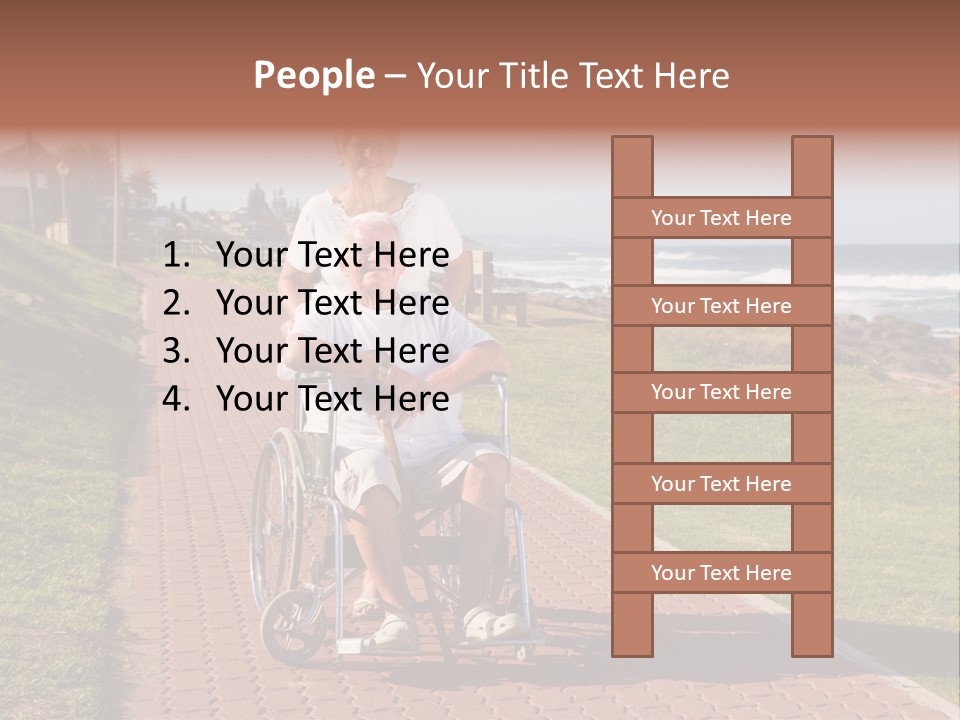 A Man In A Wheel Chair Being Pushed By A Woman PowerPoint Template