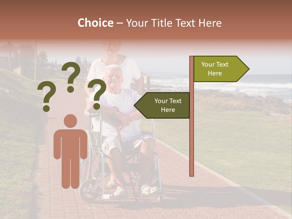 A Man In A Wheel Chair Being Pushed By A Woman PowerPoint Template