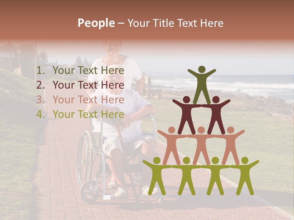 A Man In A Wheel Chair Being Pushed By A Woman PowerPoint Template
