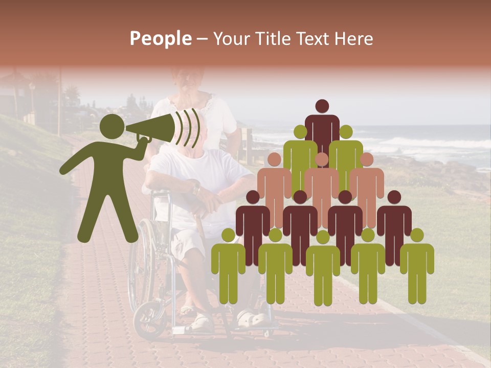 A Man In A Wheel Chair Being Pushed By A Woman PowerPoint Template