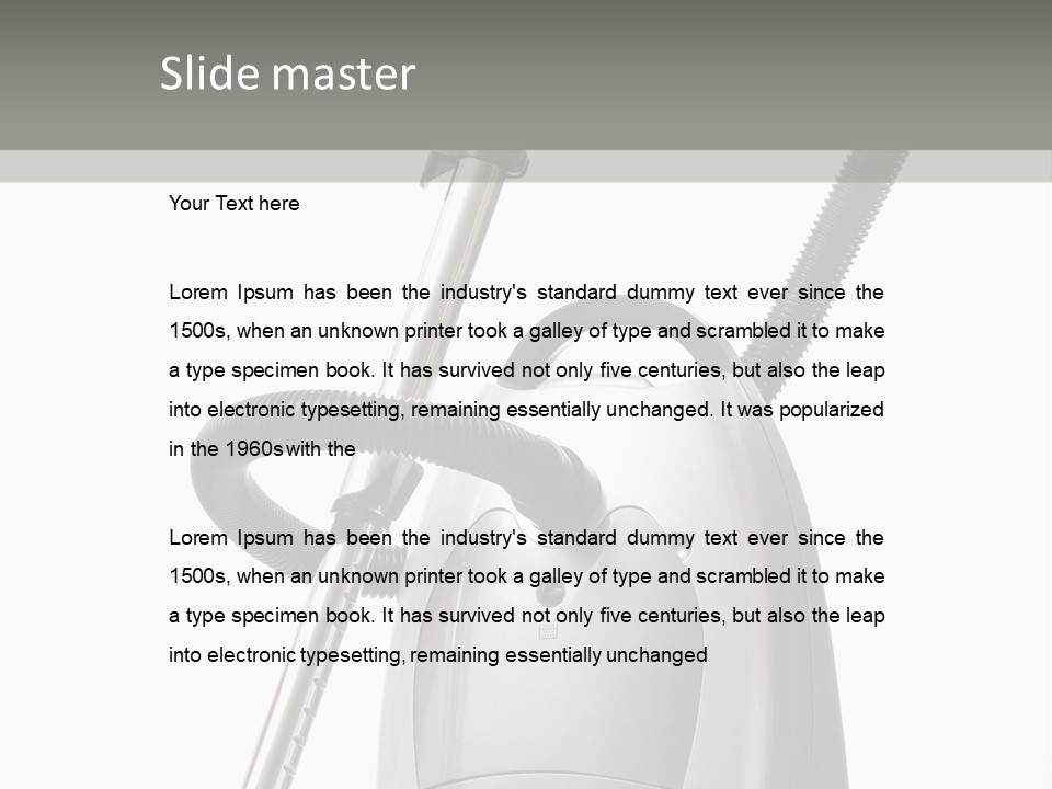 A Silver And Black Vacuum Cleaner On A Table PowerPoint Template