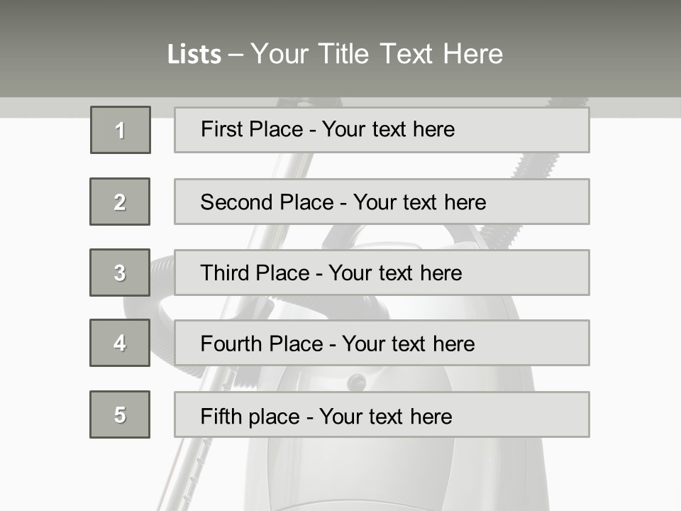 A Silver And Black Vacuum Cleaner On A Table PowerPoint Template