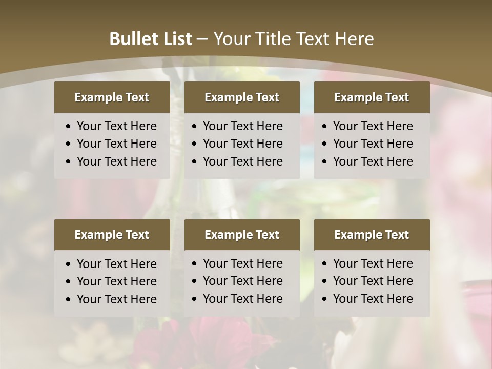 A Table Topped With Vases Filled With Flowers PowerPoint Template