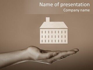 A Person Holding A House In Their Hand PowerPoint Template