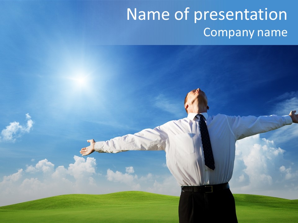 Person Business Blue PowerPoint Template