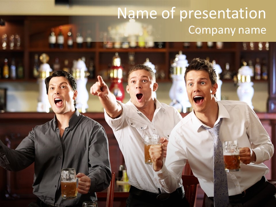 A Group Of Men Standing Next To Each Other Holding Beers PowerPoint Template