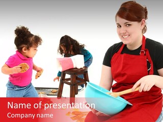 A Woman And A Child Are Cooking Together PowerPoint Template
