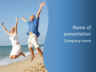 Woman Mid Air Senior PowerPoint Template