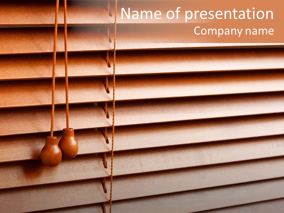 A Window With A Brown Blind And Two Brown Vases Hanging From It PowerPoint Template