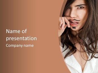 Young Mustaches Model PowerPoint Template