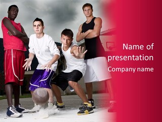 Streetball Teenager Facing PowerPoint Template