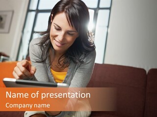 Window Woman Holding PowerPoint Template