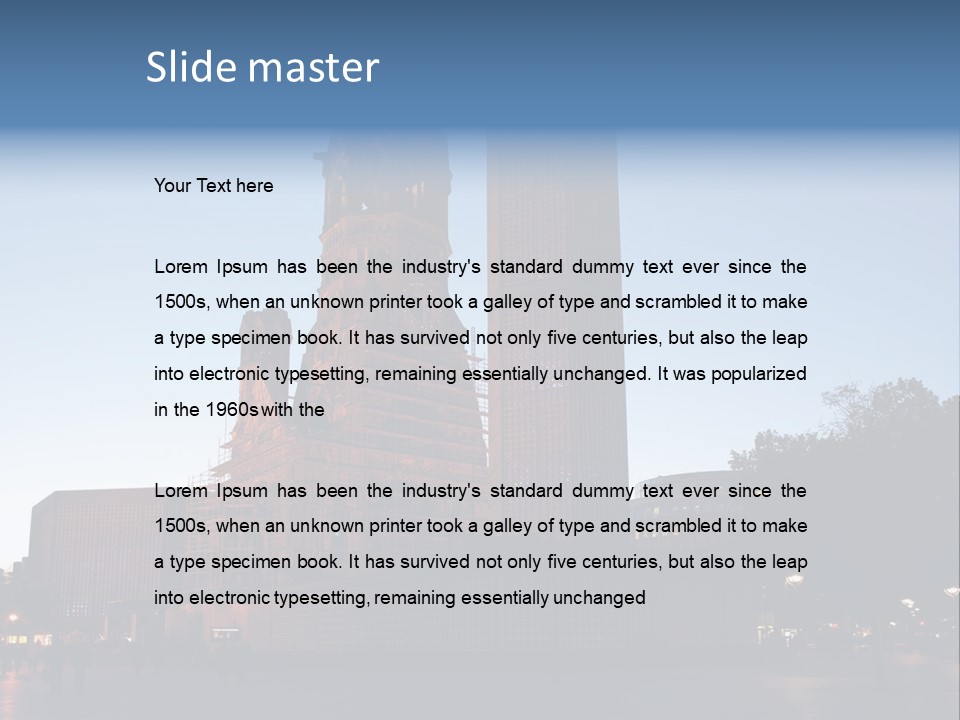 A Large Building With A Clock Tower In The Middle Of It PowerPoint Template