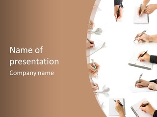 Table Caucasian Page PowerPoint Template