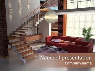 Interior Glass Chandelier PowerPoint Template