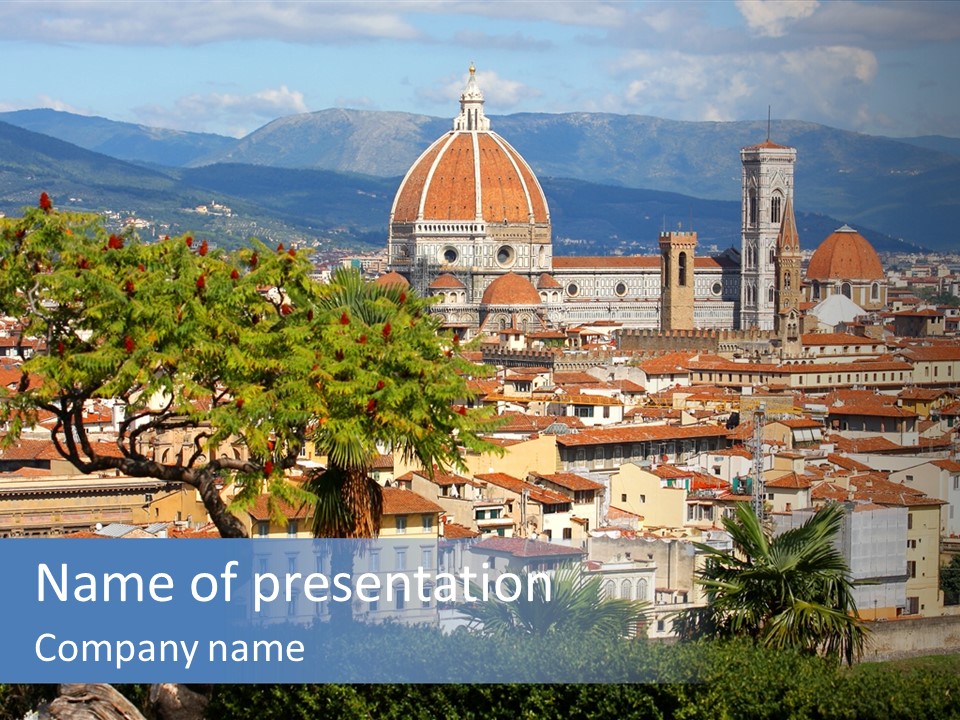 A View Of A City With A Dome In The Background PowerPoint Template