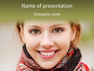 A Woman Smiling With A Scarf Around Her Neck PowerPoint Template